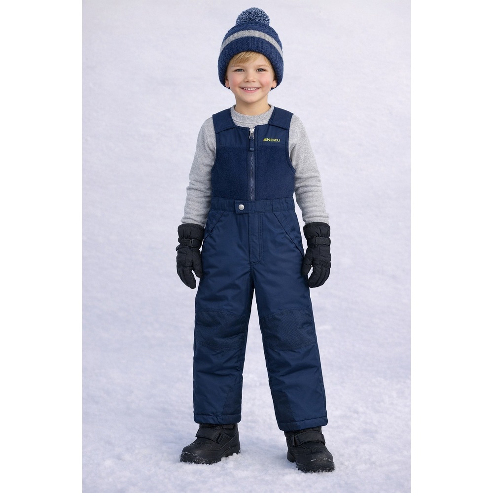 Snozu Snow Bib Boys 5 Navy Insulated Winter Ski Snow Pants Cold Weather Overalls